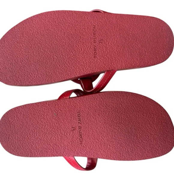 TORY BURCH Miller Cloud Leather Thong Sandals in Red